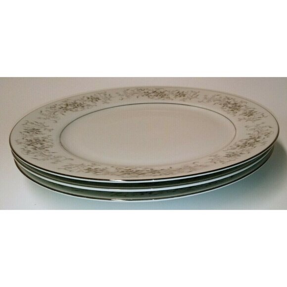 Camelot Carrousel 1315 Dinner Plates Set of 3 – 10 3/8" Japan Silver Trim Floral - Picture 3 of 5